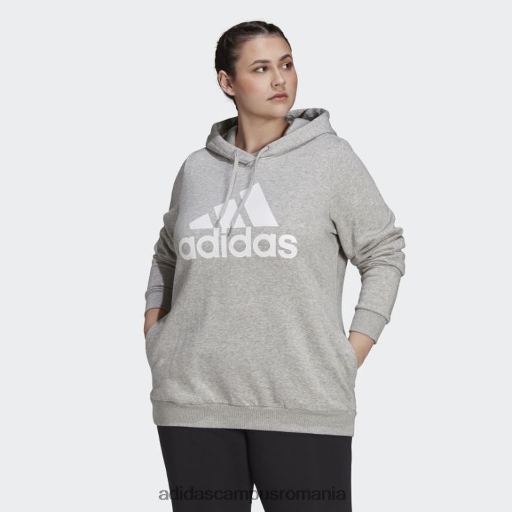 adidas campus romania hanorac din fleece cu logo essentials (mărime plus) gri mediu femei gri mediu/alb J266N223096