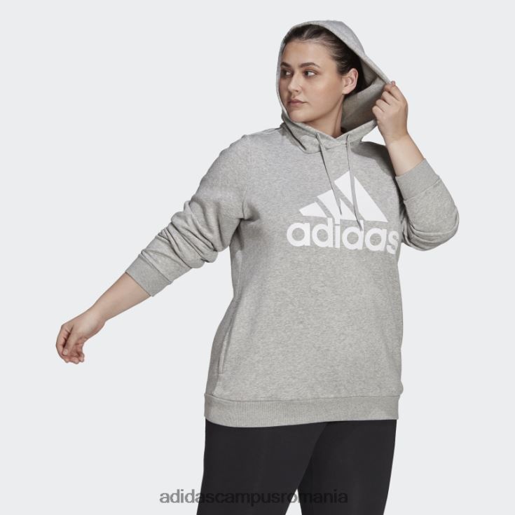 adidas campus romania hanorac din fleece cu logo essentials (mărime plus) gri mediu femei gri mediu/alb J266N223096