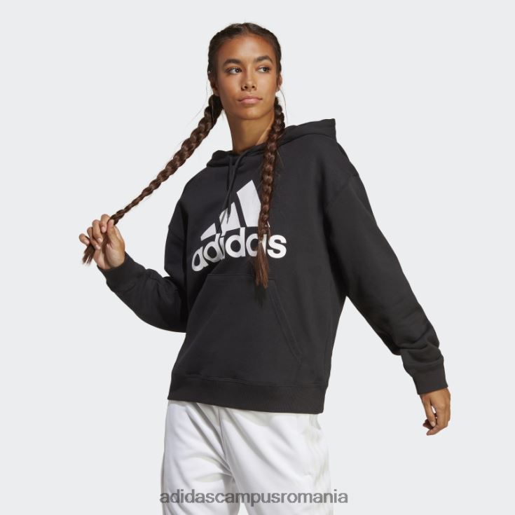 adidas campus romania hanorac oversize french terry cu logo mare negru femei alb negru J266N223107