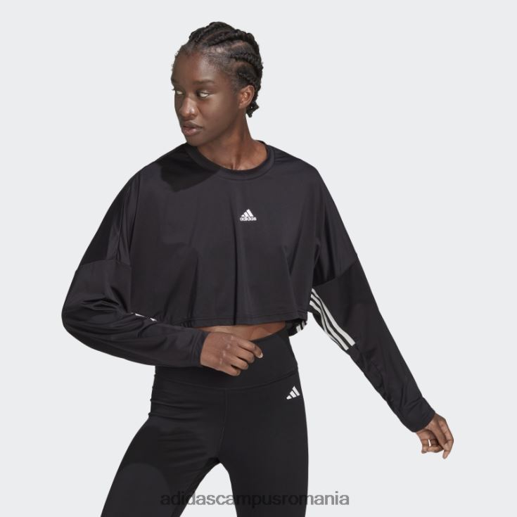 adidas campus romania hanorac supradimensionat, cu 3 dungi, cu croială hiperglam, negru femei alb negru J266N223108