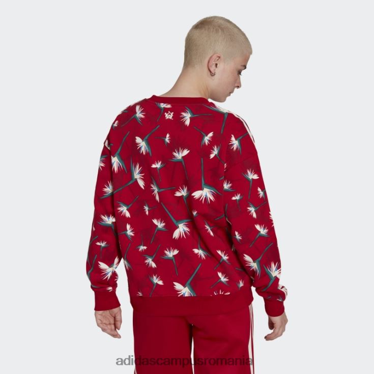 adidas campus romania thebe magugu crew pulover roșu femei roșu/multicolor J266N223228