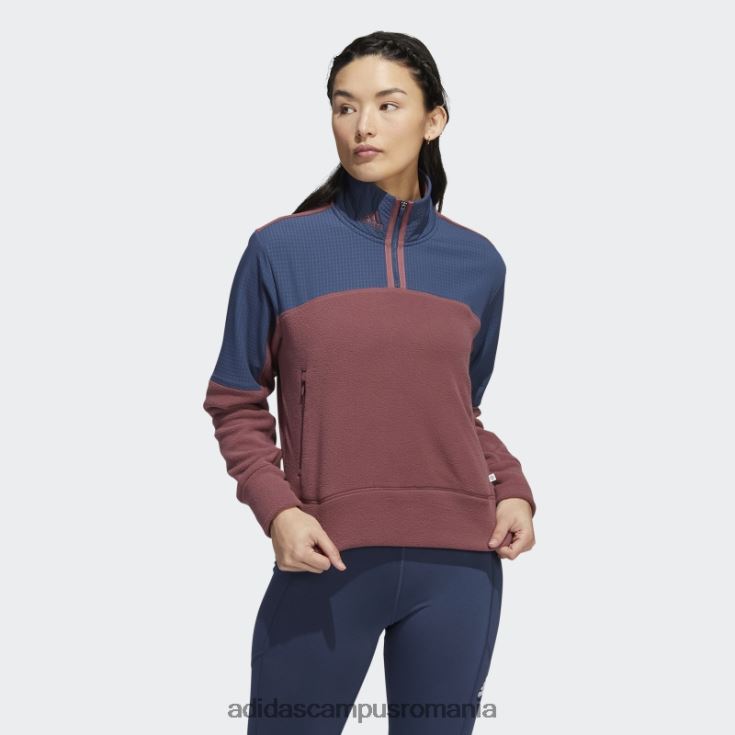 adidas campus romania Geacă fleece cu fermoar 1/4 visiniu femei Burgundia J266N224055