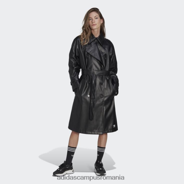 adidas campus romania Trenci din piele artificială trefoil adicolor negru femei negru J266N224062