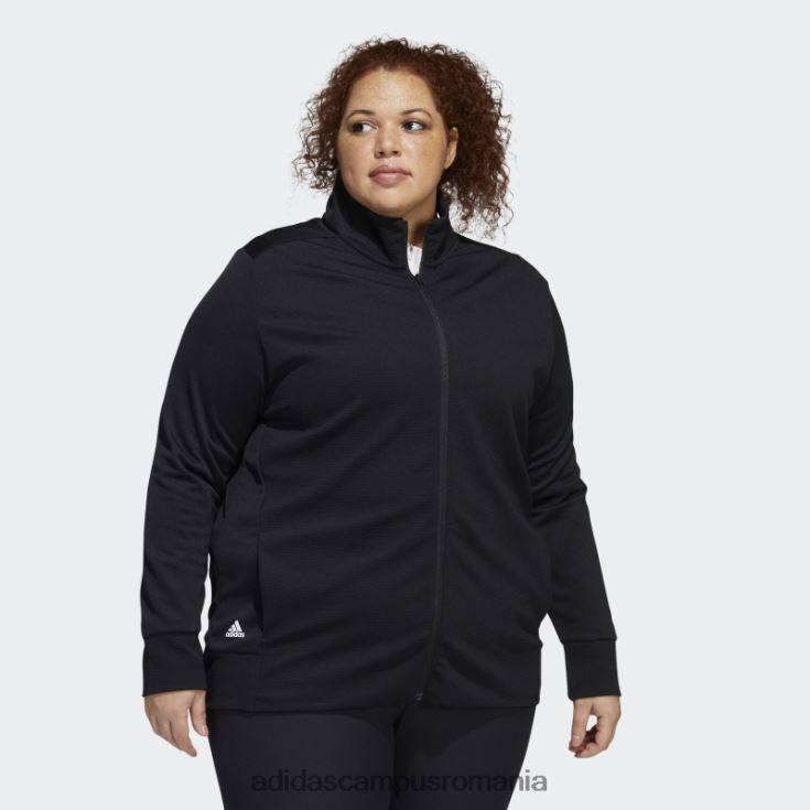adidas campus romania jachetă texturizată cu fermoar (plus mărime) neagră adidas femei negru J266N223262