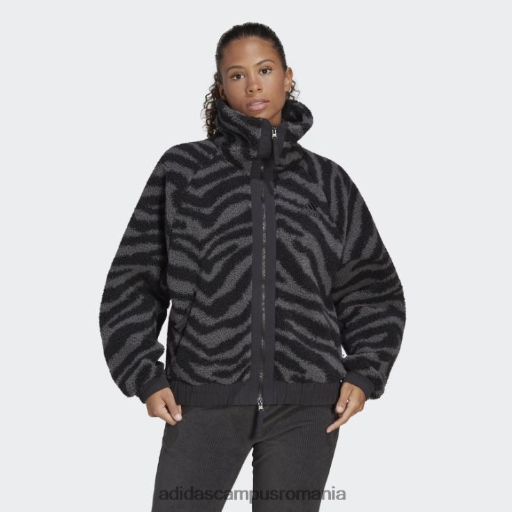 adidas campus romania jachetă zebră hyperglam fleece neagră femei multicolor/negru J266N224070