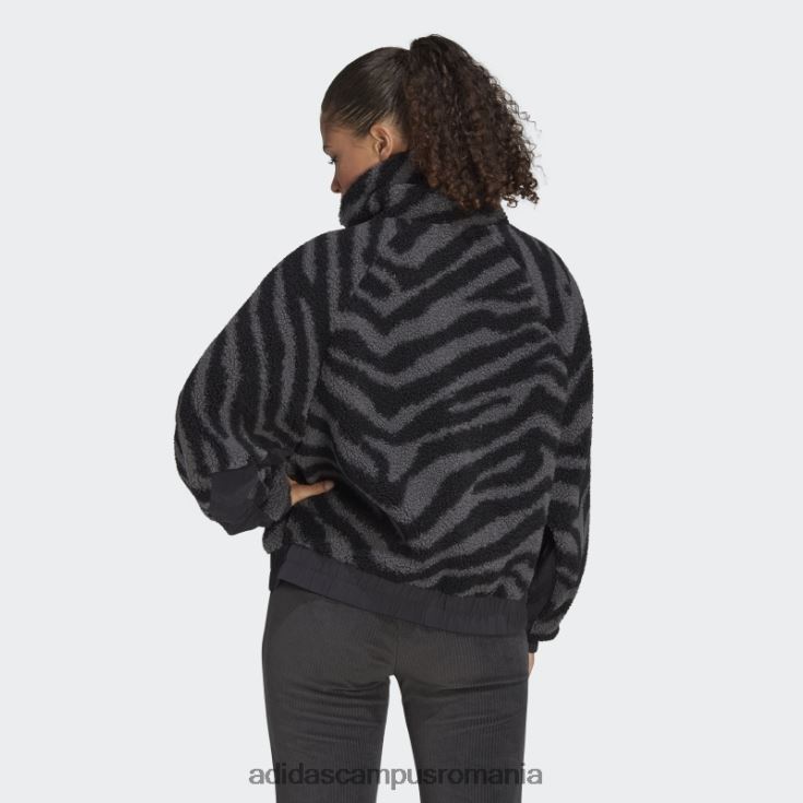 adidas campus romania jachetă zebră hyperglam fleece neagră femei multicolor/negru J266N224070