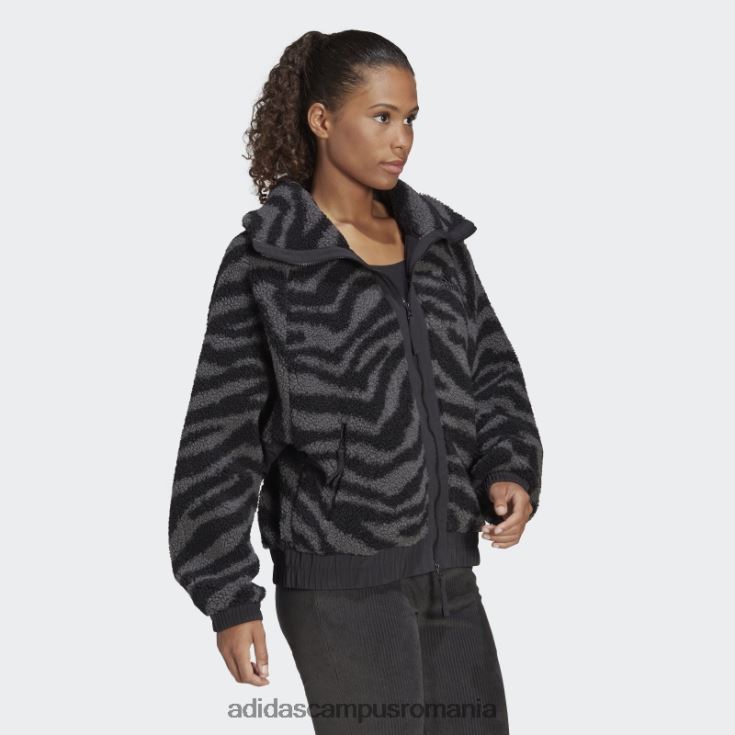 adidas campus romania jachetă zebră hyperglam fleece neagră femei multicolor/negru J266N224070
