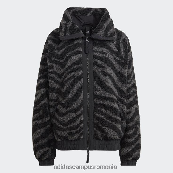 adidas campus romania jachetă zebră hyperglam fleece neagră femei multicolor/negru J266N224070