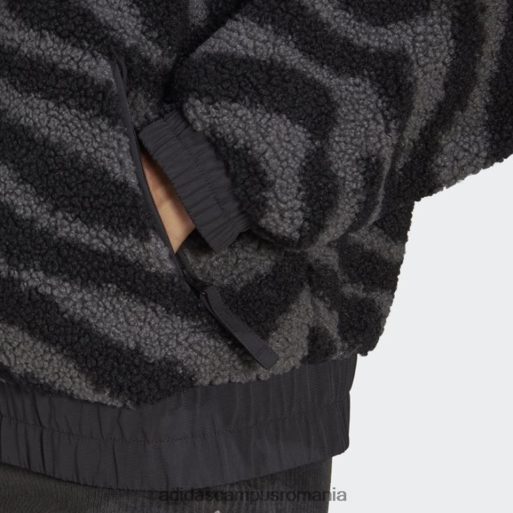 adidas campus romania jachetă zebră hyperglam fleece neagră femei multicolor/negru J266N224070