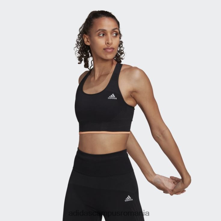 adidas campus romania alergare sutien mediu fără cusături din lână merinos negru femei negru/portocaliu fascicul J266N223731