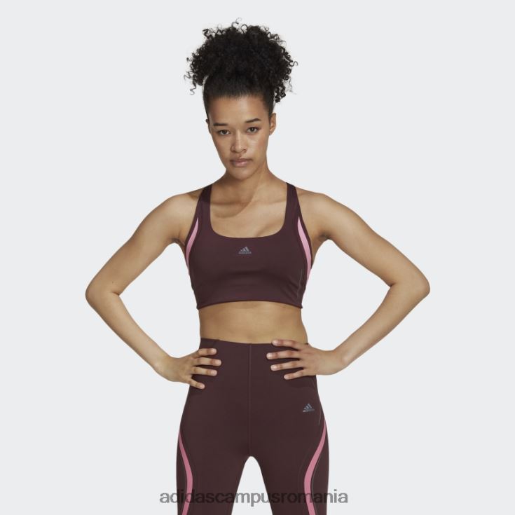 adidas campus romania powerimpact luxe training sutien mediu hiit maroon femei maro/roz J266N223798