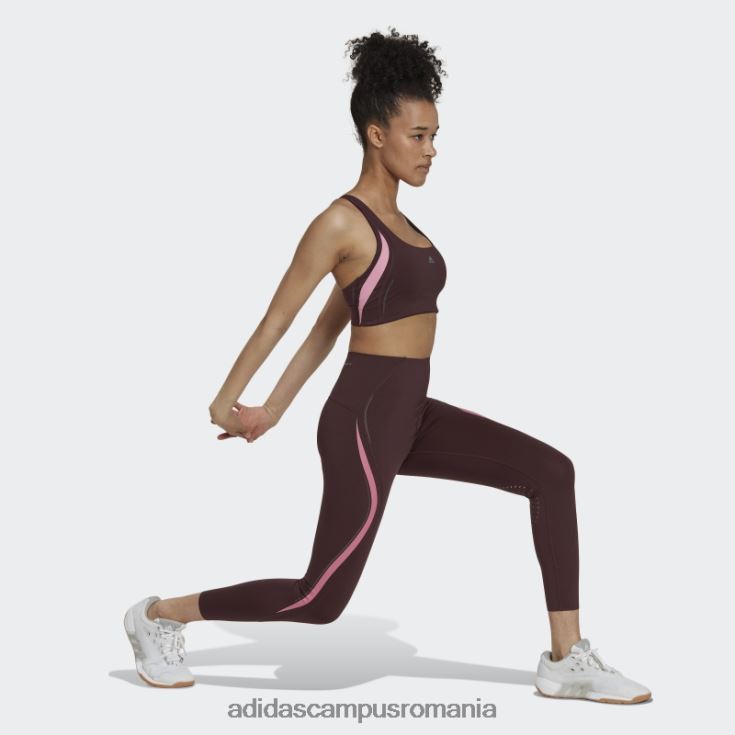 adidas campus romania powerimpact luxe training sutien mediu hiit maroon femei maro/roz J266N223798
