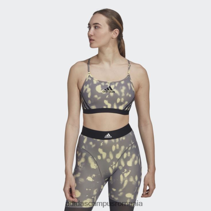 adidas campus romania sutien galben aeroreact cu susținere la lumină hyperglam imprimat adidas femei galben/gri urme/negru J266N223805