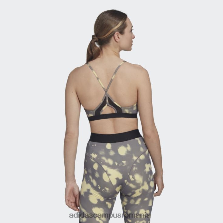 adidas campus romania sutien galben aeroreact cu susținere la lumină hyperglam imprimat adidas femei galben/gri urme/negru J266N223805