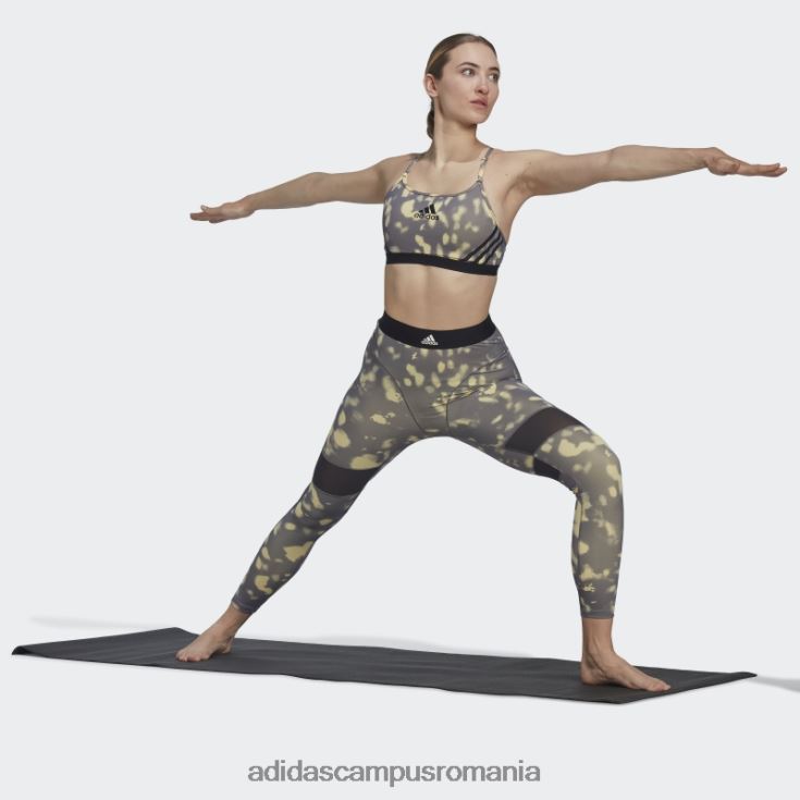 adidas campus romania sutien galben aeroreact cu susținere la lumină hyperglam imprimat adidas femei galben/gri urme/negru J266N223805