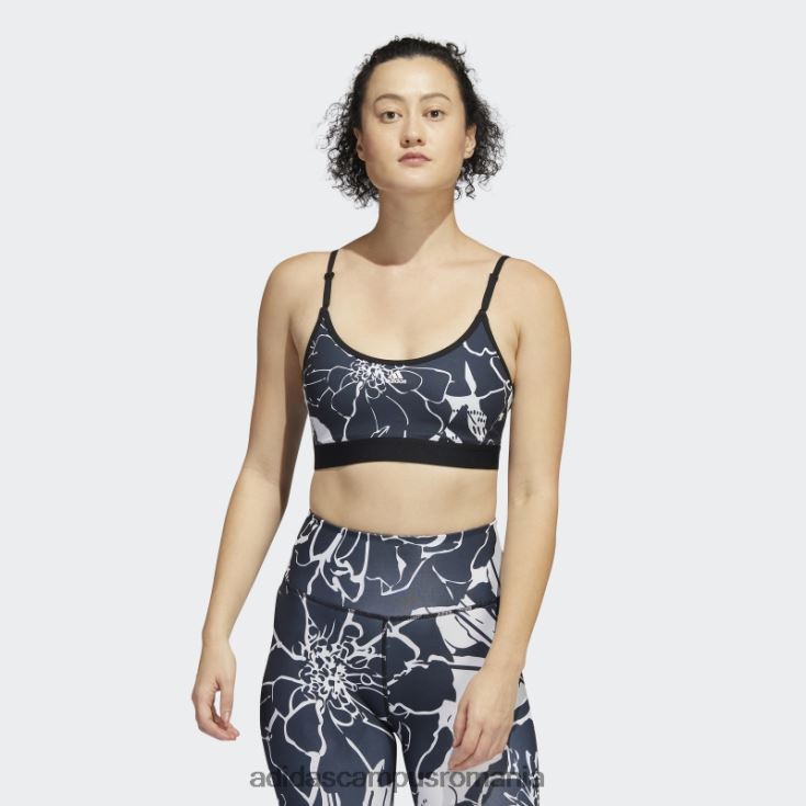 adidas campus romania sutien gri liniuță cu susținere deschisă cu imprimeu flori adidas femei liniuță gri/negru J266N223811