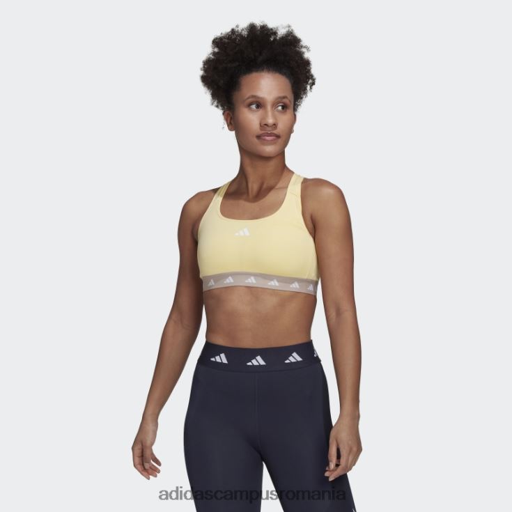 adidas campus romania sutien techfit galben powerreact de antrenament cu suport mediu femei galben/gri J266N223806