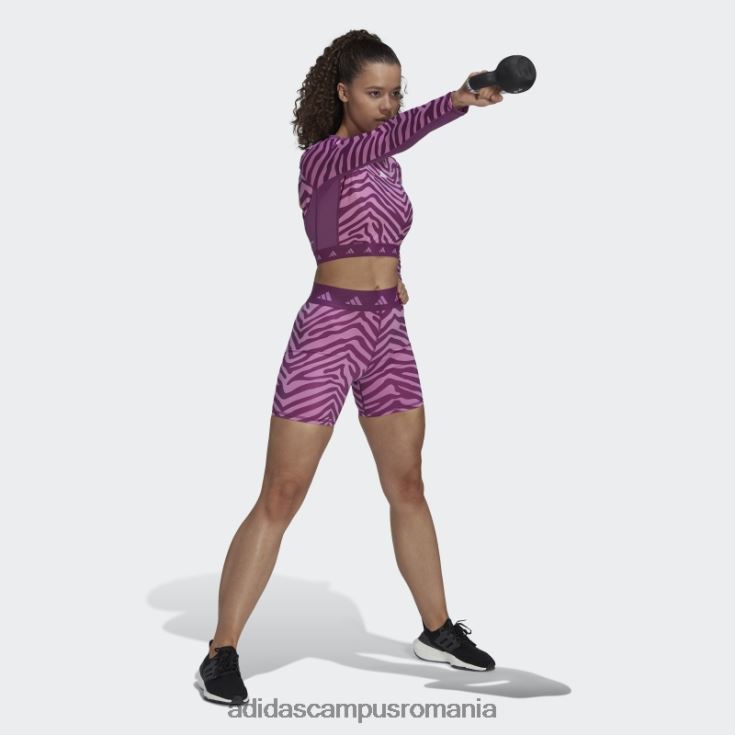 adidas campus romania Tricou cu mânecă lungă cu mânecă lungă, cu zebră, hyperglam techfit multicolor femei multicolor/liliac J266N222648