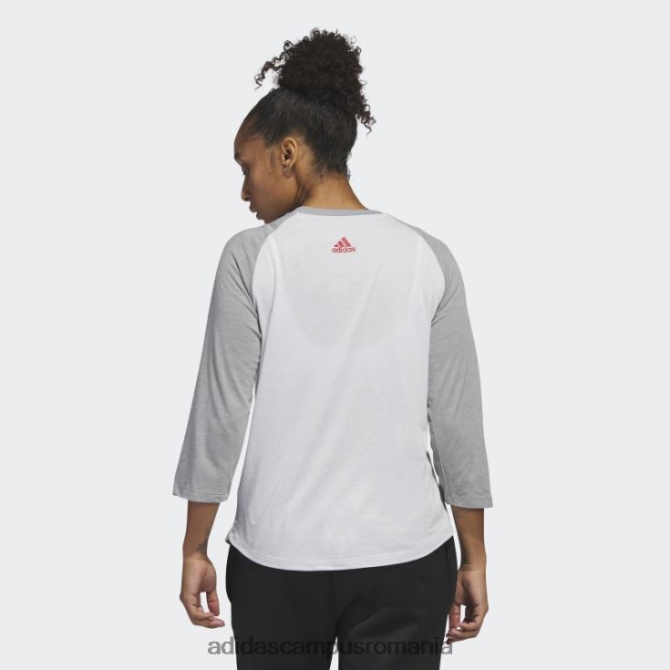 adidas campus romania ncaa-rut-7a4-1 Tricou de baseball cu mânecă 3/4 femei gri/hether/ncaa-rut-7a4-1 J266N222902