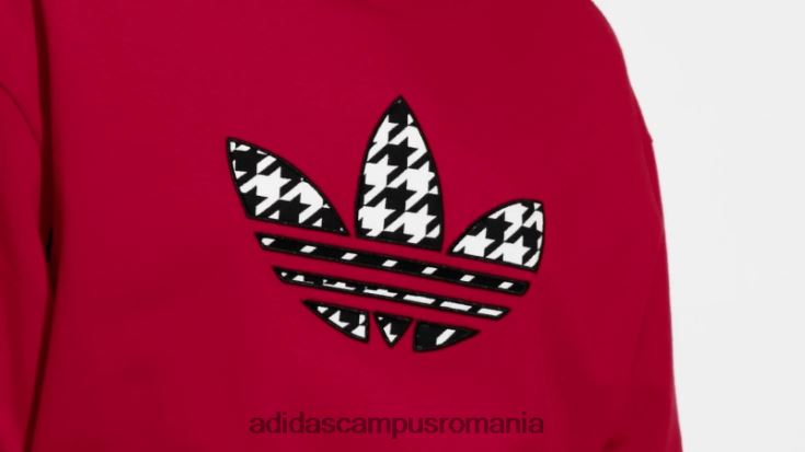 adidas campus romania scarlet originals houndstooth trefoil infill tee femei stacojiu J266N222457