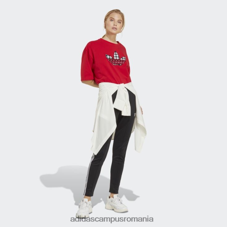 adidas campus romania scarlet originals houndstooth trefoil infill tee femei stacojiu J266N222457