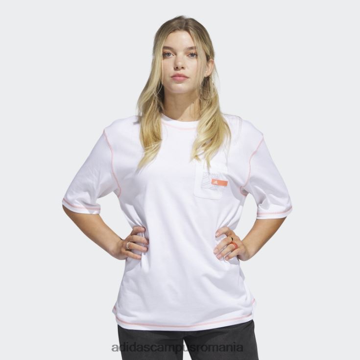 adidas campus romania sport statement boyfriend buzunar tricou alb adidas femei alb J266N222692