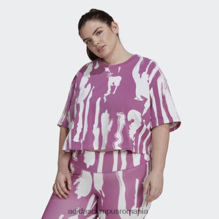 adidas campus romania thebe magugu allover print crop tee (plus size) lila adidas femei liliac/alb J266N222704