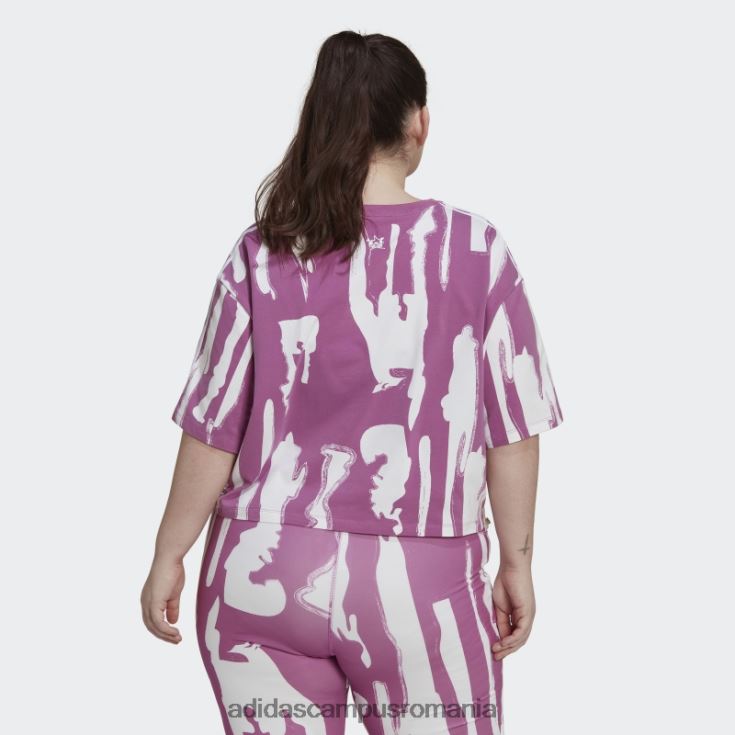 adidas campus romania thebe magugu allover print crop tee (plus size) lila adidas femei liliac/alb J266N222704