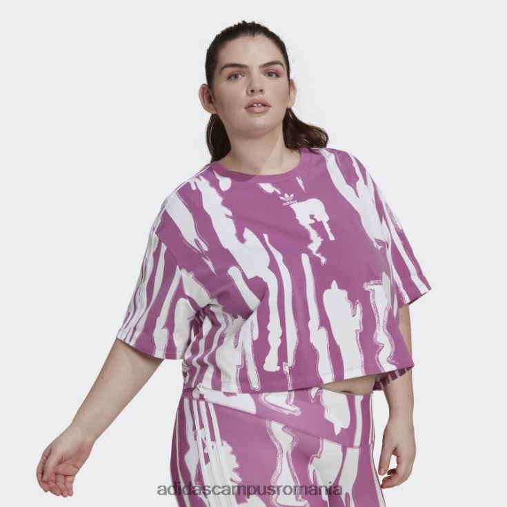 adidas campus romania thebe magugu allover print crop tee (plus size) lila adidas femei liliac/alb J266N222704