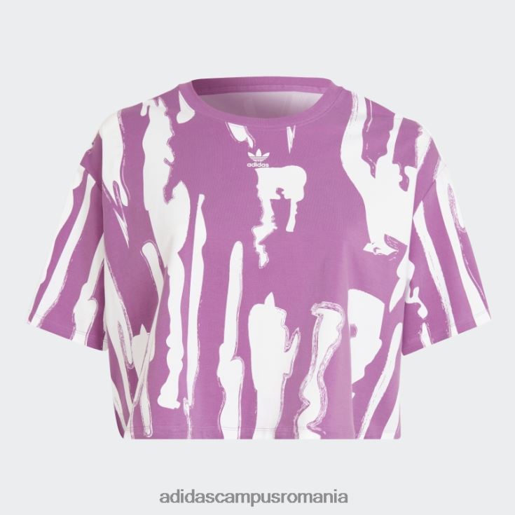 adidas campus romania thebe magugu allover print crop tee (plus size) lila adidas femei liliac/alb J266N222704
