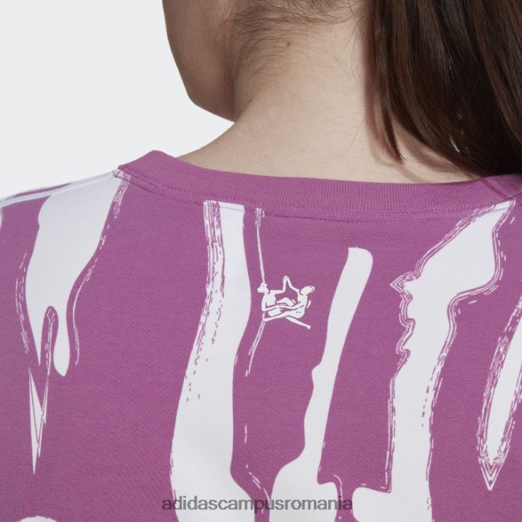 adidas campus romania thebe magugu allover print crop tee (plus size) lila adidas femei liliac/alb J266N222704