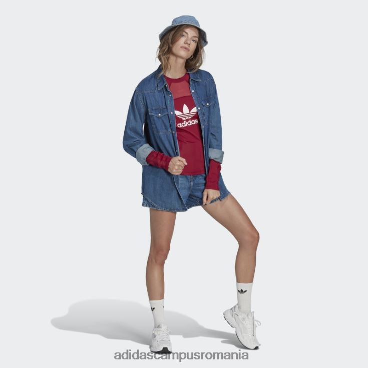 adidas campus romania top din plasă adicolor trefoil burgundy femei Burgundia J266N222646