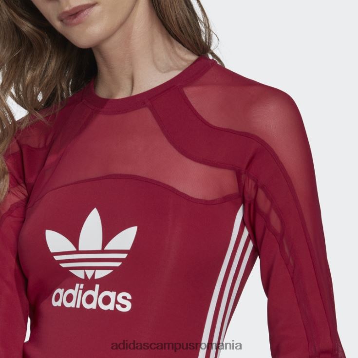 adidas campus romania top din plasă adicolor trefoil burgundy femei Burgundia J266N222646