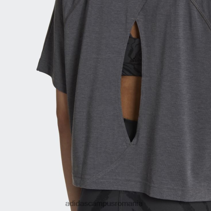 adidas campus romania tricou aeroready cu spate, gri închis, negru femei erica gri închis J266N222616