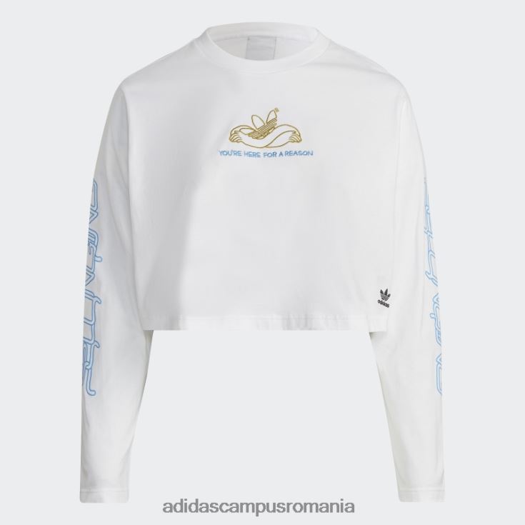 adidas campus romania tricou crop alb cu mânecă lungă (plus mărime) adidas femei alb J266N222545