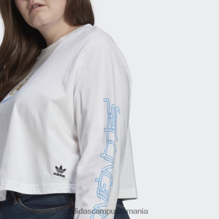 adidas campus romania tricou crop alb cu mânecă lungă (plus mărime) adidas femei alb J266N222545