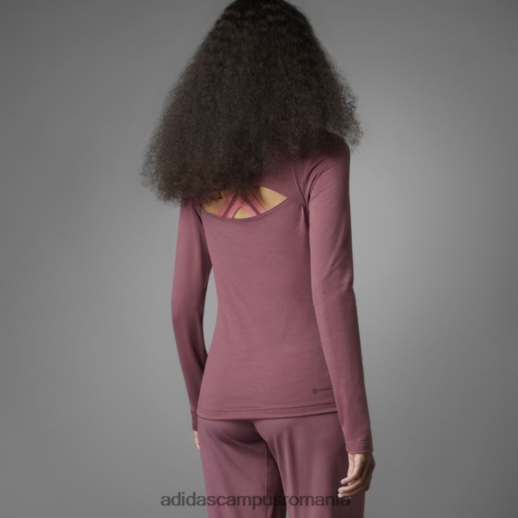 adidas campus romania tricou cu mânecă lungă, authentic balance yoga, burgundy femei Burgundia J266N222804