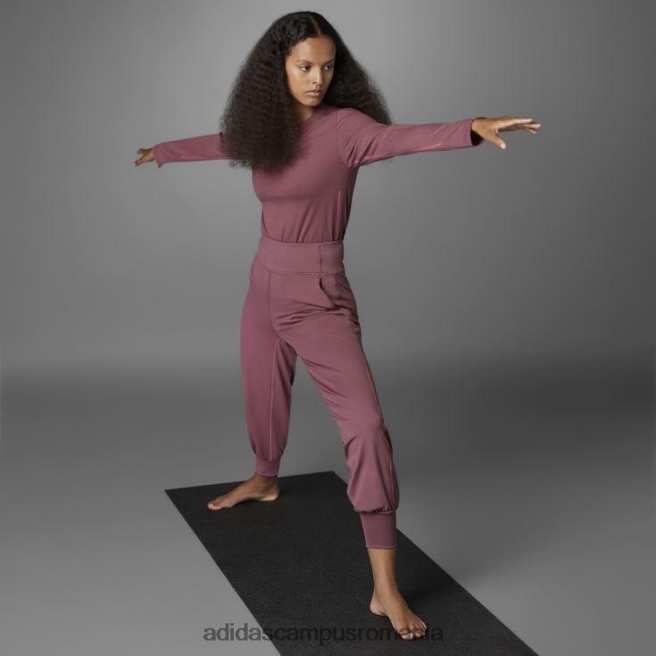 adidas campus romania tricou cu mânecă lungă, authentic balance yoga, burgundy femei Burgundia J266N222804