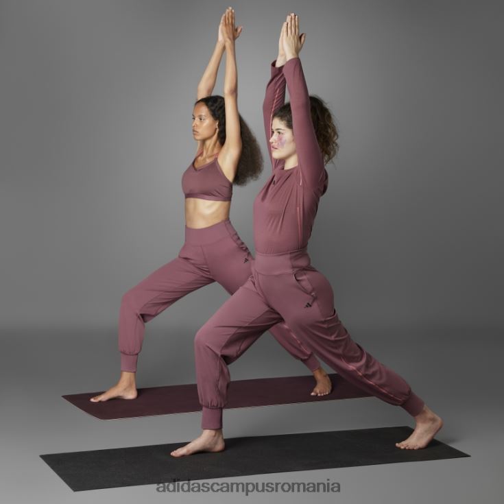 adidas campus romania tricou cu mânecă lungă, authentic balance yoga, burgundy femei Burgundia J266N222804