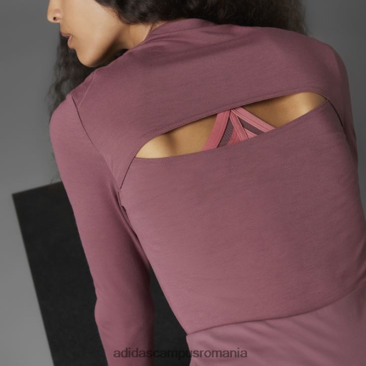 adidas campus romania tricou cu mânecă lungă, authentic balance yoga, burgundy femei Burgundia J266N222804