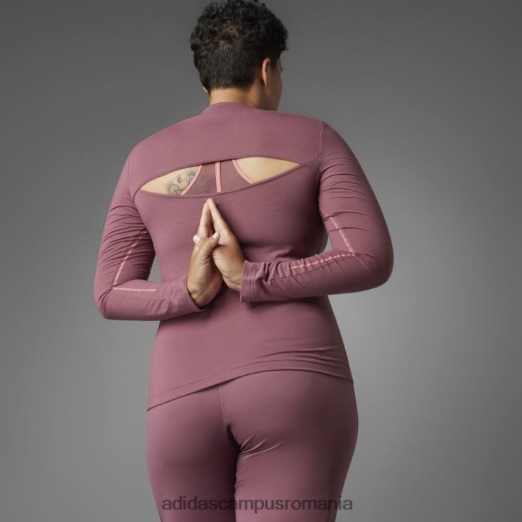 adidas campus romania tricou cu mânecă lungă de yoga echilibru autentic (plus mărime) visiniu femei Burgundia J266N222640