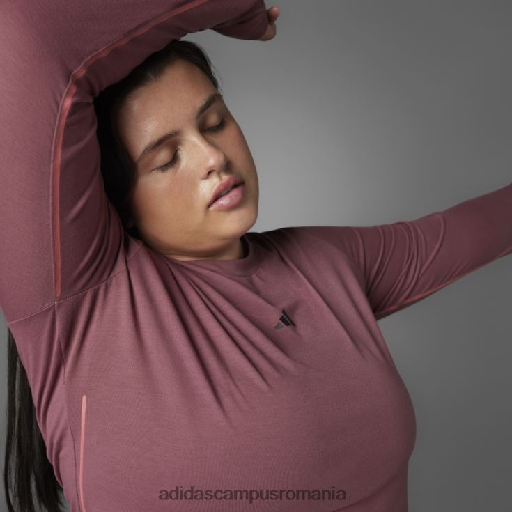 adidas campus romania tricou cu mânecă lungă de yoga echilibru autentic (plus mărime) visiniu femei Burgundia J266N222640