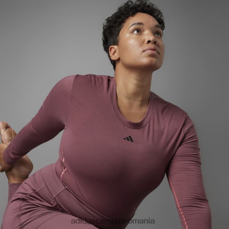 adidas campus romania tricou cu mânecă lungă de yoga echilibru autentic (plus mărime) visiniu femei Burgundia J266N222640