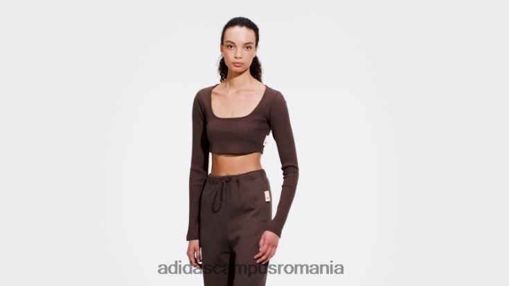 adidas campus romania tricou cu mânecă lungă decupată cu nervuri studio lounge maro femei maro J266N222825