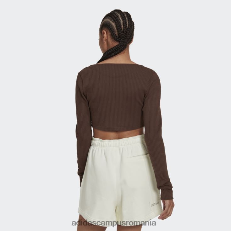 adidas campus romania tricou cu mânecă lungă decupată cu nervuri studio lounge maro femei maro J266N222825