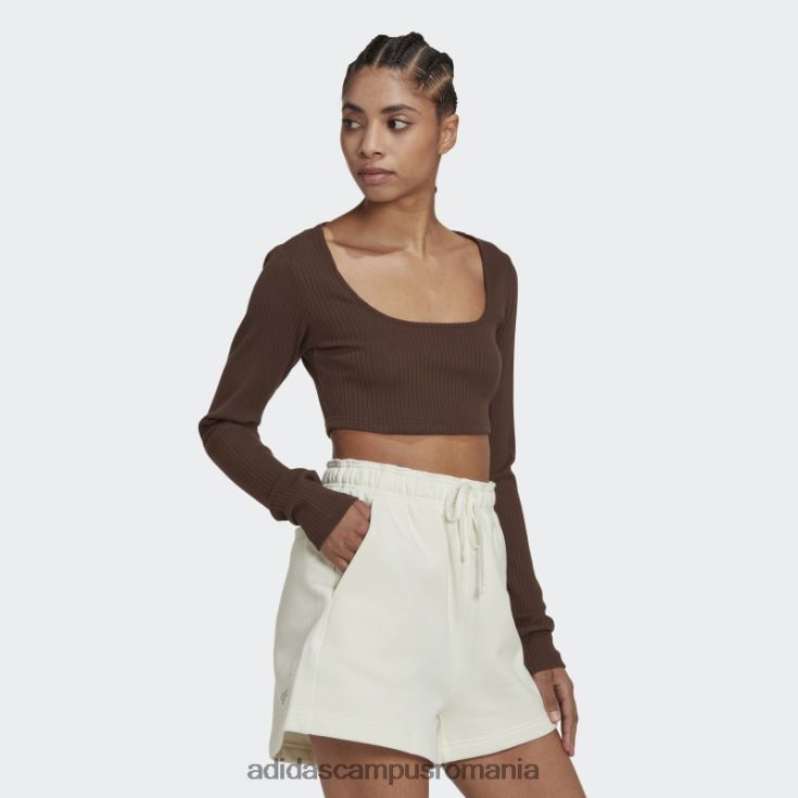adidas campus romania tricou cu mânecă lungă decupată cu nervuri studio lounge maro femei maro J266N222825