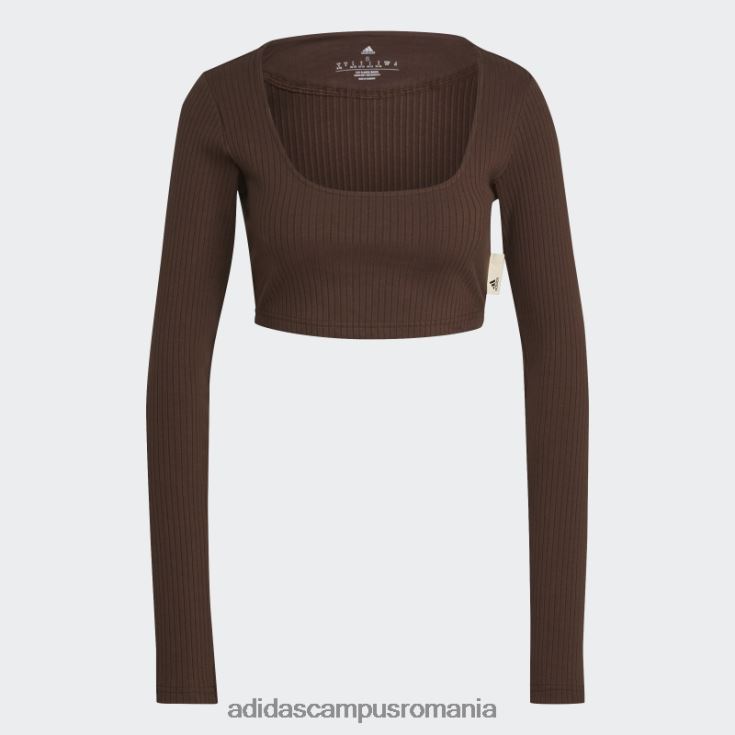 adidas campus romania tricou cu mânecă lungă decupată cu nervuri studio lounge maro femei maro J266N222825