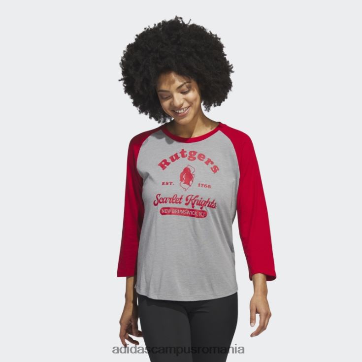 adidas campus romania tricou de baseball cu mânecă 3/4 de la core scarlet Knights femei miez/roșu/ncaa-rut-7a4-1 J266N222799