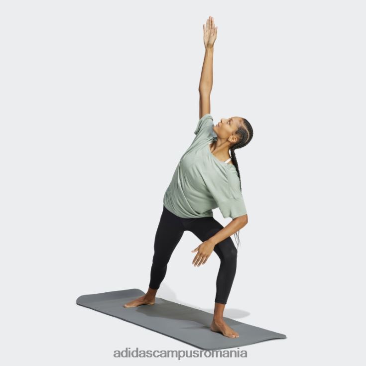 adidas campus romania tricou supradimensionat de yoga studio verde argintiu femei verde argintiu J266N222882