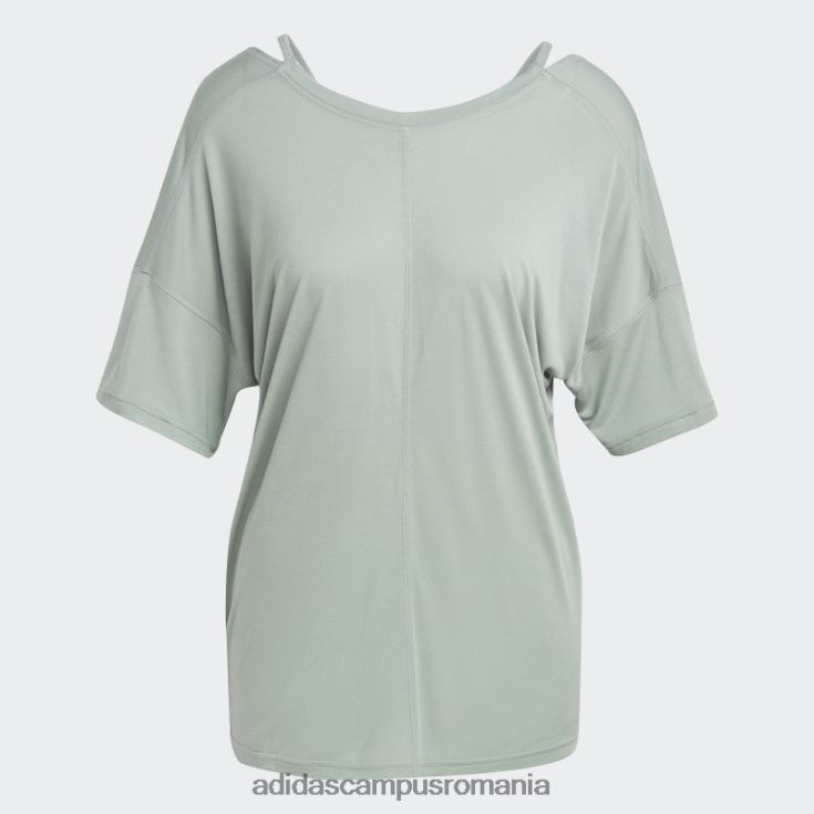 adidas campus romania tricou supradimensionat de yoga studio verde argintiu femei verde argintiu J266N222882